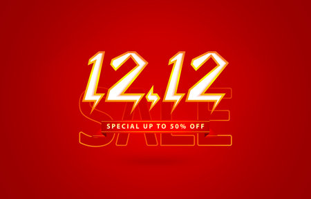 12.12 sale, 12.12 online sale, Flash Model Shopping day festival number date red, online shop sign, for poster, flyer, social media banner, label promotion store, web bannerのイラスト素材