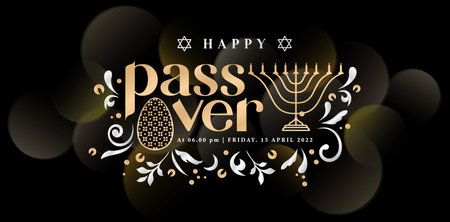 Happy Passover Day with gold colors background, applicable for website banner, corporate poster,...