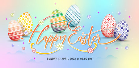Happy Easter egg greeting card, applicable for corporate sign, greeting cards, invitation template,...