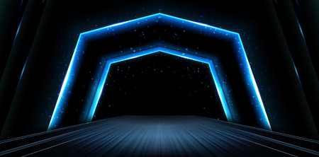 Polygonal tunnel sparkle glowing lights for ecommerce sign retail shopping marketplace, advertisement business agency, ads campaign marketing, email newsletter, landing pages, headのイラスト素材