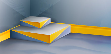 vector illustration of abstract 3d rendering podium cornering stages background for signs corporate, advertisement business, social media post, billboard agency advertising, ads caのイラスト素材