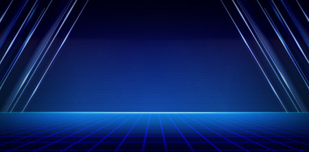 vector illustration electric blue stage curtain lines striped for ecommerce signs retail shops, advertisement business agency, ads campaigns marketing, email newsletter pagesのイラスト素材