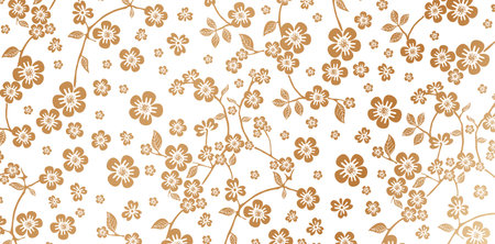 Seamless pattern with hand drawn flowers cherry blossom floral backgrounds for wedding invitation, greeting cards, banner ads, screen printing material, wrapping paper, Fashionableのイラスト素材