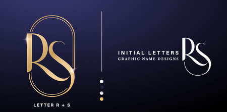 Initial Letter R and S Logo Design with Elegant Golden Colors for Corporate Business Identity, advertisements materials, collages prints, ads campaigns marketing letterpress goldsのイラスト素材