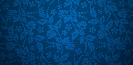 seamless pattern with rose flower leaves blue florals ornamental backgrounds for textile wallpaper, books covers, Digital interface, prints design template material card invitationのイラスト素材