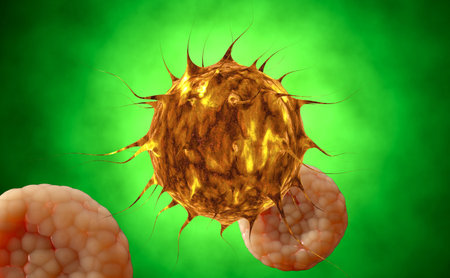 Virus. Bacteria.Viruses in infected organism , viral disease epidemic. 3d render