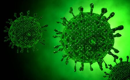 Virus. Bacteria.Viruses in infected organism , viral disease epidemic. 3d renderの写真素材