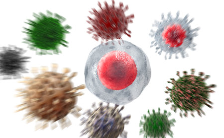 Virus. Bacteria.Viruses in infected organism , viral disease epidemic. 3d render