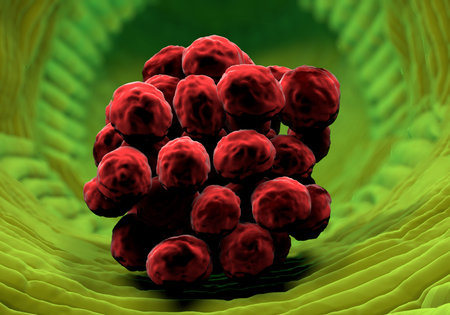 inside human organism view. Virus in organism. Organic anatomy structure.