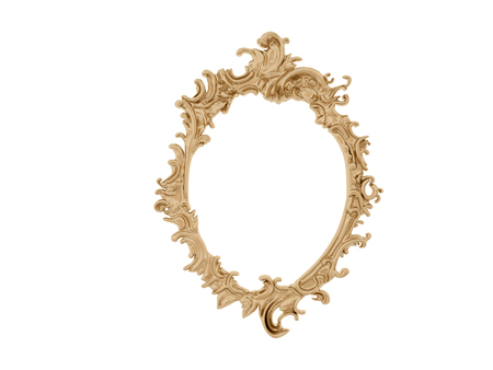 Golden vintage frame. Antique mirror. Design retro element.  physical realistic reflectionの写真素材