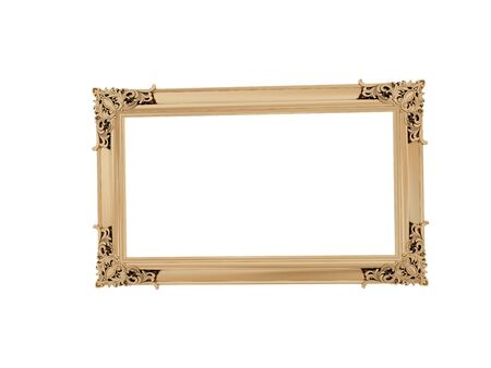 Golden vintage frame. Antique mirror. Design retro element.  physical realistic reflectionの写真素材