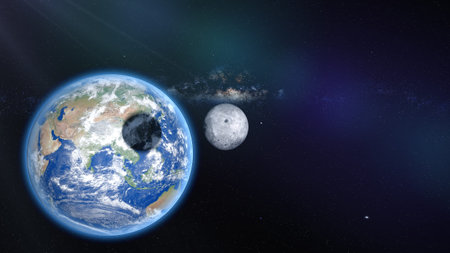 Solar Eclipse of Sun by the Moon. 3d rendering.