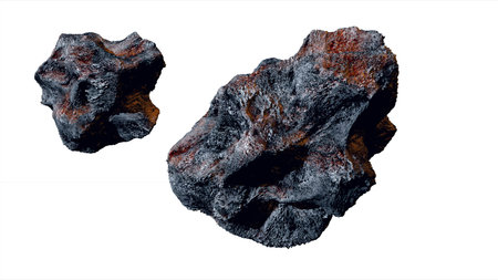 flying asteroid, meteorite isolate 3d rendering