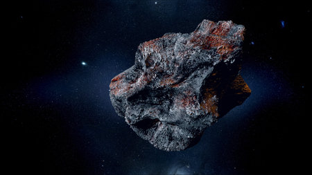 flying asteroid, meteorite to Earth. outer space. Armageddon 3d rendering