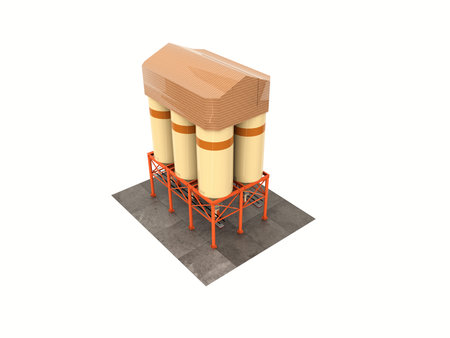 tanks for the storage of grain granary. Silos construction. Isolate on white.の写真素材