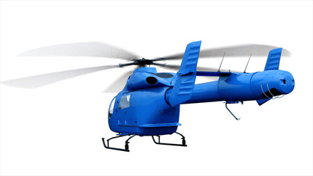 Blue helicopter isolate on white background. 3d renderingの写真素材