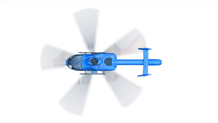 Blue helicopter isolate on white background. 3d renderingの写真素材