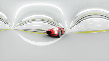 red sport car in a tunnel. fast driving. oil concept. 3d rendering