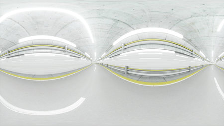 360 degrees panorama. auto tunnel, fast driving 3d rendering