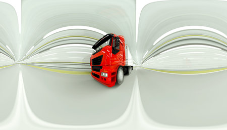 red Gasoline tanker in a tunnel. fast driving. oil concept. 3d renderingの写真素材