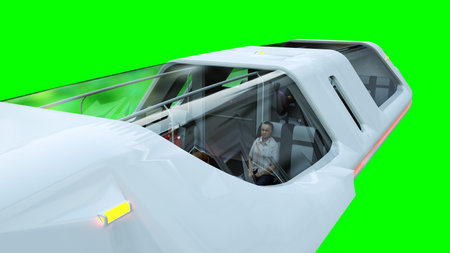 futuristic passenger flying bus. Transport of the future. 3d rendering isolate.の写真素材