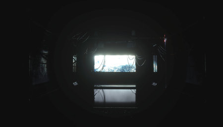 Spaceship room, corridor. Futuristic view of the earth. 3d rendering.