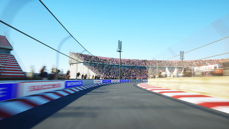 Flight on the race track. Very fast driving. 3d rendering.の写真素材