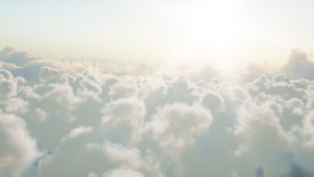 Flight over the clouds. 3d rendering.