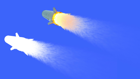 Nuclear ballistic rocket. Isolate. 3d rendering.の写真素材