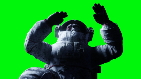 Dead zombie astronaut in space. Cadaver. Green screen. 3d rendering.の写真素材