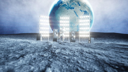 Astronaut dancing on the moon. 3d rendering.
