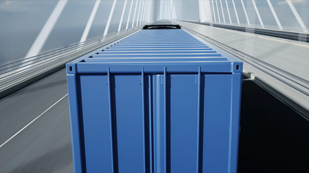 3d model of truck on the bridge. 3d rendering.