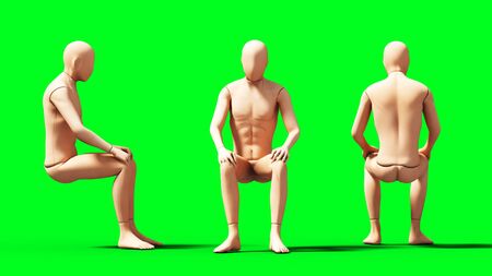 Dummy, mannequin isolate on green screen. 3d renderingの写真素材