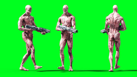 Scary monster isolate on green screen. 3d renderingの写真素材