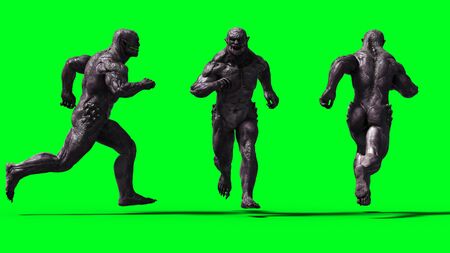 Scary monster isolate on green screen. 3d renderingの写真素材