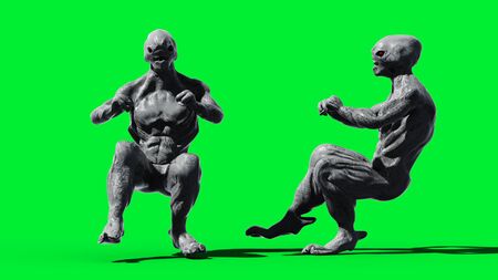 Scary monster isolate on green screen. 3d renderingの写真素材