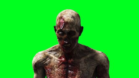 Zombie green screen isolate. Realistic 3d renderingの写真素材