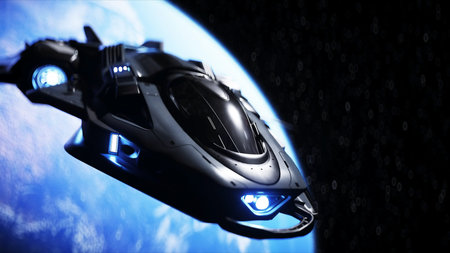 spaceship in outer space. 3d rendering
