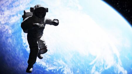dead astronaut in outer space. Cadaver. 3d renderingの写真素材