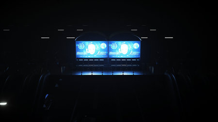 Sci Fi railway futuristic station. Future concept. Night view. 3d rendering.