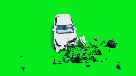 white generic 3d car crashes into invisible wall. Car accident concept. 3d render.の写真素材