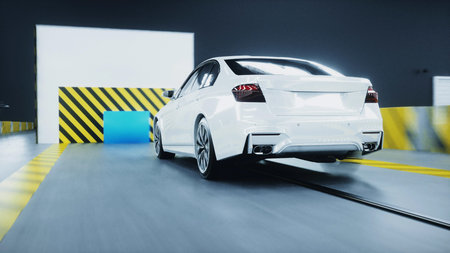 Generic 3d car crash test. Car destruction. 3d rendering.の写真素材