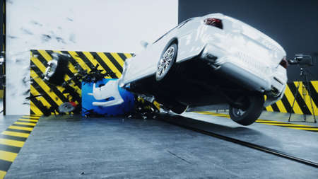 Generic 3d car crash test. Car destruction. 3d rendering.の写真素材