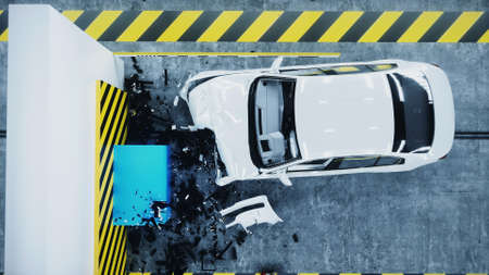 Generic 3d car crash test. Car destruction. 3d rendering.の写真素材