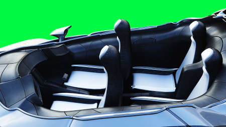 Futuristic sci fi flying car, ship. green screen isolate. 3d rendering.の写真素材