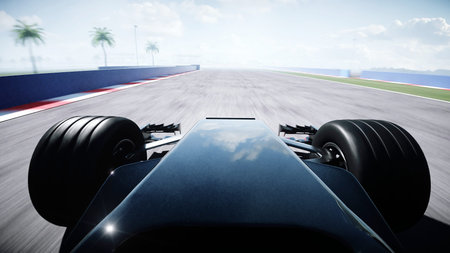 Race car. Very fast driving. Succes concept. 3d rendering.