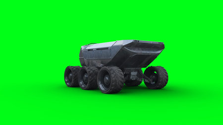 Futuristic mars rover, explorer. Green screen isolate. 3d rendering.