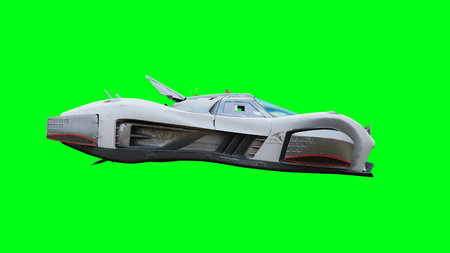 Futuristic flying car, taxi. Green screen isolate. 3d rendering.の写真素材