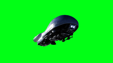 military futuristic flying ship. 4K green screen isolate. 3d rendering.の写真素材