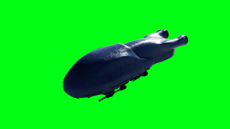 military futuristic flying ship. 4K green screen isolate. 3d rendering.の写真素材